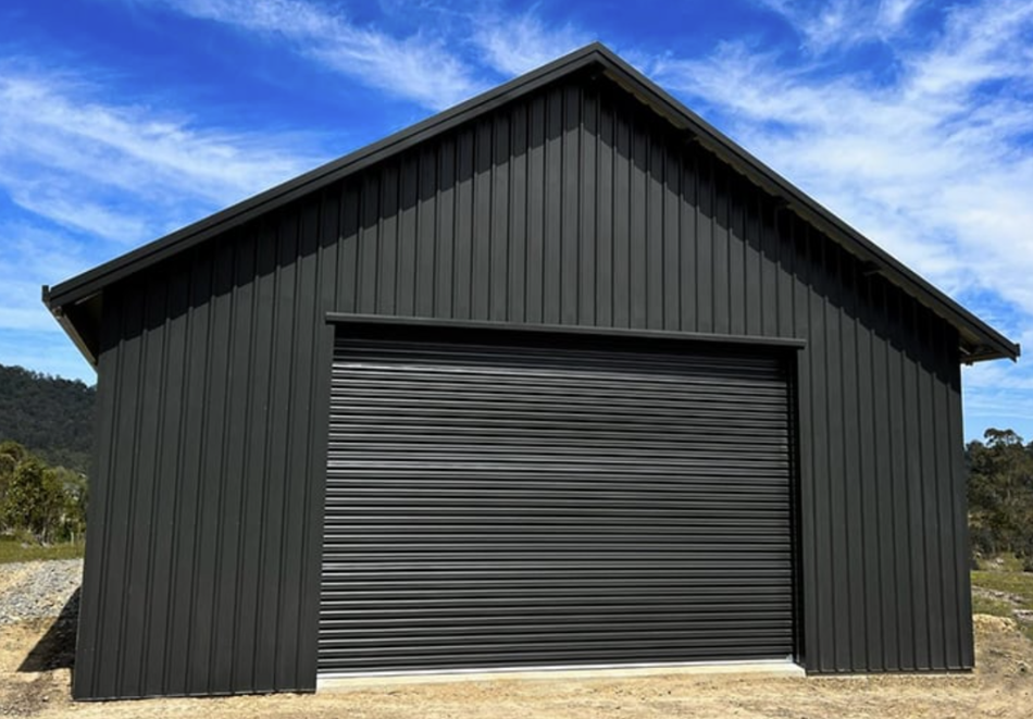 Modern Colorbond roller door fitted to suit contemporary Brisbane home